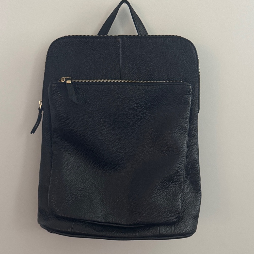 Elegant Black Leather Convertible Backpack